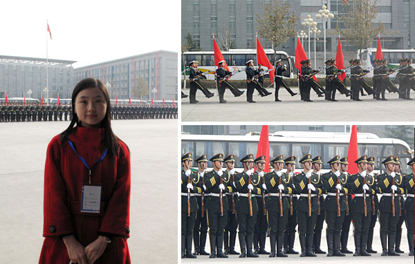 會(huì)議期間參觀中國(guó)人民解放軍陸?？杖妰x仗隊(duì)演練